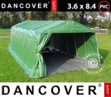 Tente de Garage PRO 3,6x8,4x2,68m PVC, avec couverture de sol, Vert/Gris