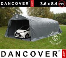Tente de Garage PRO 3,6x8,4x2,68m PVC, avec couverture de sol, Gris