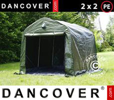 Tente de Garage PRO 2x2x2m PE, avec couverture de sol, Vert/gris