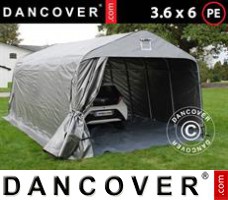 Tente de Garage PRO 3,6x6x2,68m PE, avec couverture de sol, Gris