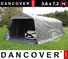 Tente de Garage PRO 3,6x7,2x2,68m PE, avec couverture de sol, Gris