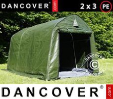 Tente de Garage PRO 2x3x2m PE, avec couverture de sol, Vert/Gris