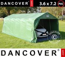 Tente de Garage PRO 3,6x7,2x2,68m PVC, avec couverture de sol, Vert/Gris