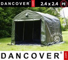 Tente de Garage PRO 2,4x2,4x2m PE, avec couverture de sol, Vert/Gris