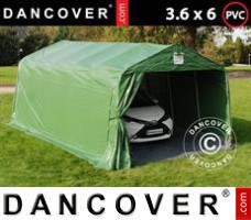 Tente de Garage PRO 3,6x6x2,68m PVC, avec couverture de sol, Vert/Gris