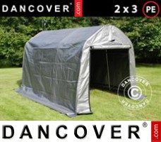 Tente de Garage PRO 2x3x2m PE, avec couverture de sol, Gris