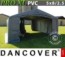 Tente de Garage PRO 5x8x2,5x3,3m, PVC, Gris