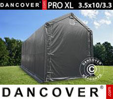 Tente de Garage PRO XL 3,5x10x3,3x3,94m, PVC, Gris