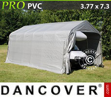 Tente de Garage PRO 3,77x7,3x3,24m PVC, Gris