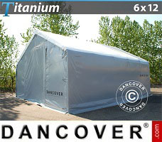 Tente de Garage Titanium 6x12x3,5x5,5m, Blanc / Gris