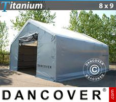 Tente de Garage Titanium 8x9x3x5m, Blanc / Gris