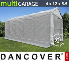 Tente de Garage multiGarage 4x12x4,5x5,5m, Blanc	