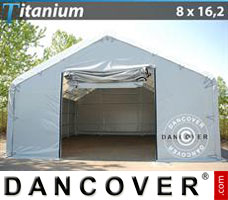 Tente de Garage Titanium 8x16,2x3x5m, Blanc / Gris